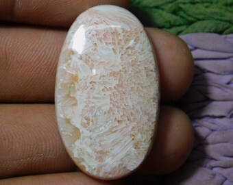 Scolecite Gemstone loose Scolecite Scolecite Cabochon Loose Gemstone 37x24x6mm White Scolecite Pear shape Scolecite Wave scolecite