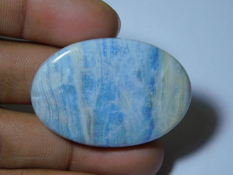 Handcraft Loose Stone For Jewelry Making Top Quality Blue Scheelite Cabochon Genuine Natural Blue Scheelite Gemstone 84 Ct 44X30 mm #4681