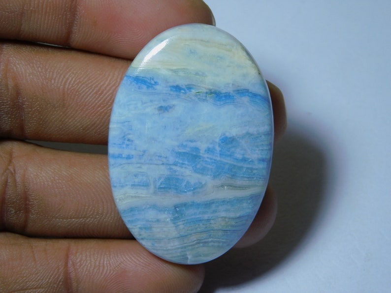 Handcraft Loose Stone For Jewelry Making Top Quality Blue Scheelite Cabochon Genuine Natural Blue Scheelite Gemstone 84 Ct 44X30 mm #4681