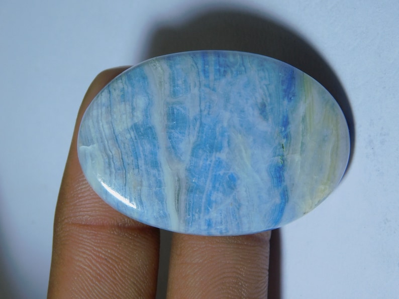 Handcraft Loose Stone For Jewelry Making Top Quality Blue Scheelite Cabochon Genuine Natural Blue Scheelite Gemstone 84 Ct 44X30 mm #4681