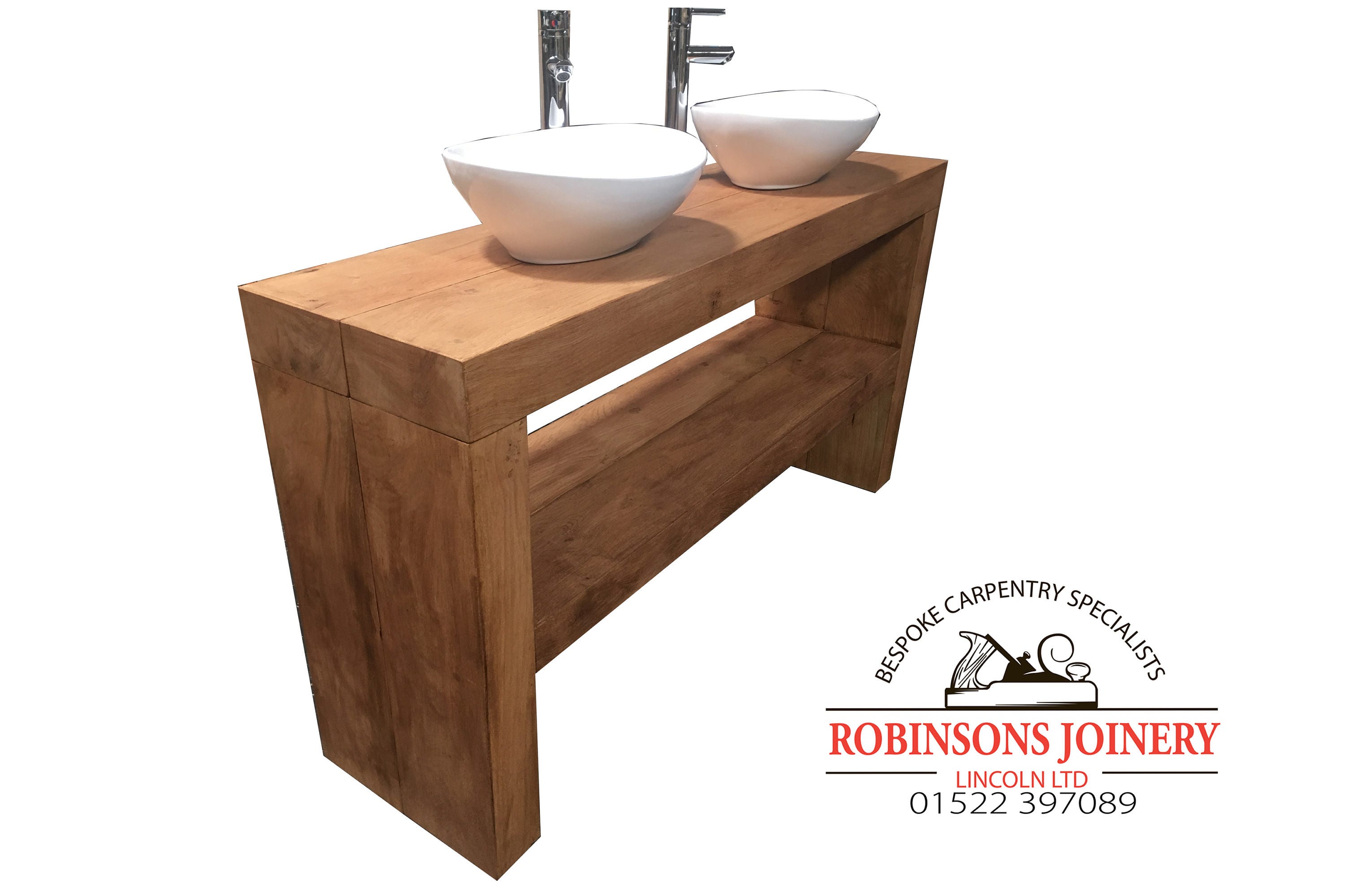 Vanity Unit Wash Stand Sink Basin Solid Oak Bespoke Rustic Zoom