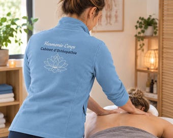 Personalized sky blue fleece jacket for women or men, nurses, midwives, doctors, childcare assistants, medical work