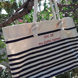 Personalized beach bag with name, dimensions 57x36x13, sailor-style shopping bag, cotton, gift for mom, Mother's Day, birthday image 4