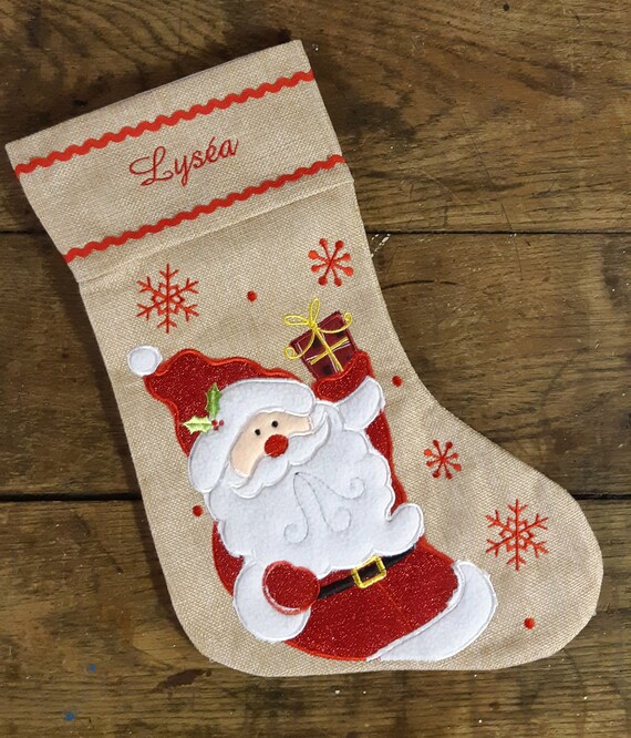 a suspendre enfant femme homme chemin/ée sapin d/écoration de No/ël pour la maison chaussette de no/ël rouge en polaire personnalis/ée et brod/ée avec un pr/énom 40cm