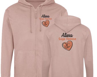 Personalized OLD ROSE Sweatshirt, Zip-Up Hooded Jacket for Nurses, Midwives, Doctors, Nursery Assistants, and Medical Workers