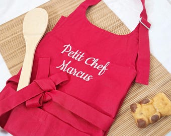 Personalized children's apron with embroidered name, 100% cotton, TOP QUALITY