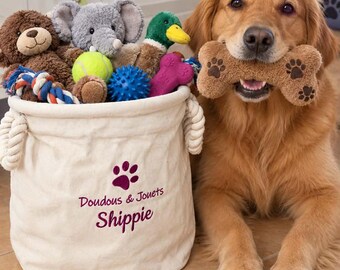 Personalized basket, storage basket for dog and cat toys, thick cotton, handles, 30x30cm