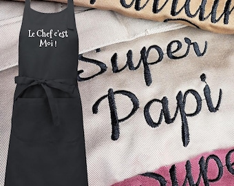 Personalized apron with first name and text, embroidered marking, 100% cotton, top quality