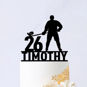 Hockey Cake Topper - Ice Hockey Birthday Cake Topper - Sport Theme Party Decor - Hockey Player Cake Topper B035