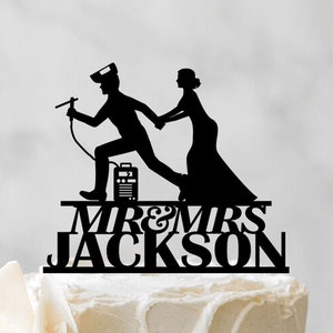Welder Cake Topper - Welder Soldering Wedding Cake Topper - Welder Bride And Groom Cake Topper - Funny Mr And Mrs Cake Topper 204