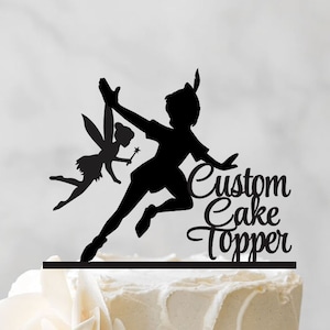 Peter Pan And Tinkerbell Wedding Cake Topper - Tinkerbell Cake Topper - Peter Pan Cake Topper - Couple Cake Topper 206