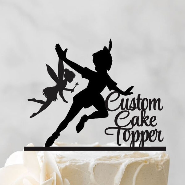 Peter Pan And Tinkerbell Wedding Cake Topper - Tinkerbell Cake Topper - Peter Pan Cake Topper - Couple Cake Topper 206