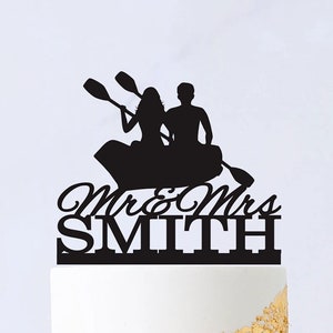 Wedding Cake Topper, Custom Mr and Mrs Cake Topper,Boat Cake Topper,Rower Cake Topper,Couple Cake Topper, Kayak Cake Topper