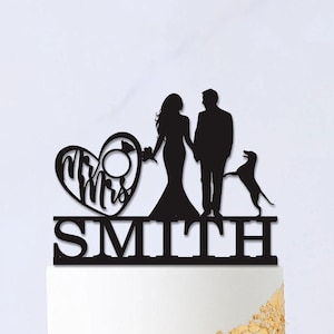 Wedding Cake Topper,Dog Cake Topper,Pet Cake Topper,Acrylic Cake Topper,Custom Cake Topper,Mr and Mrs Cake Topper,Couple Silhouette
