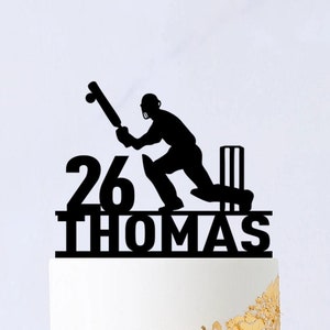 Cricket Birthday Cake Topper - Cricket Sport Cake Topper - Cricket Birthday Party Decor - Cricket Player Cake Topper With Name B040