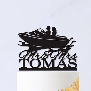 Hochzeitstorte Topper,Mr Mrs Cake Topper,Schnellboot Cake Topper,lustiger Kuchen Topper,paar Kuchen Topper,Birde Und Bräutigam Kuchen Topper