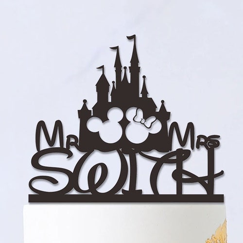 Mickey and Minnie Wedding Cake Topper Glitter Wedding Cake Etsy