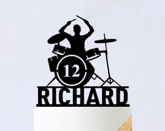 Drummer Cake Topper - Musician Birthday Cake Topper - Drummer Birthday Party Decor - Musical Instrument Cake Topper B034