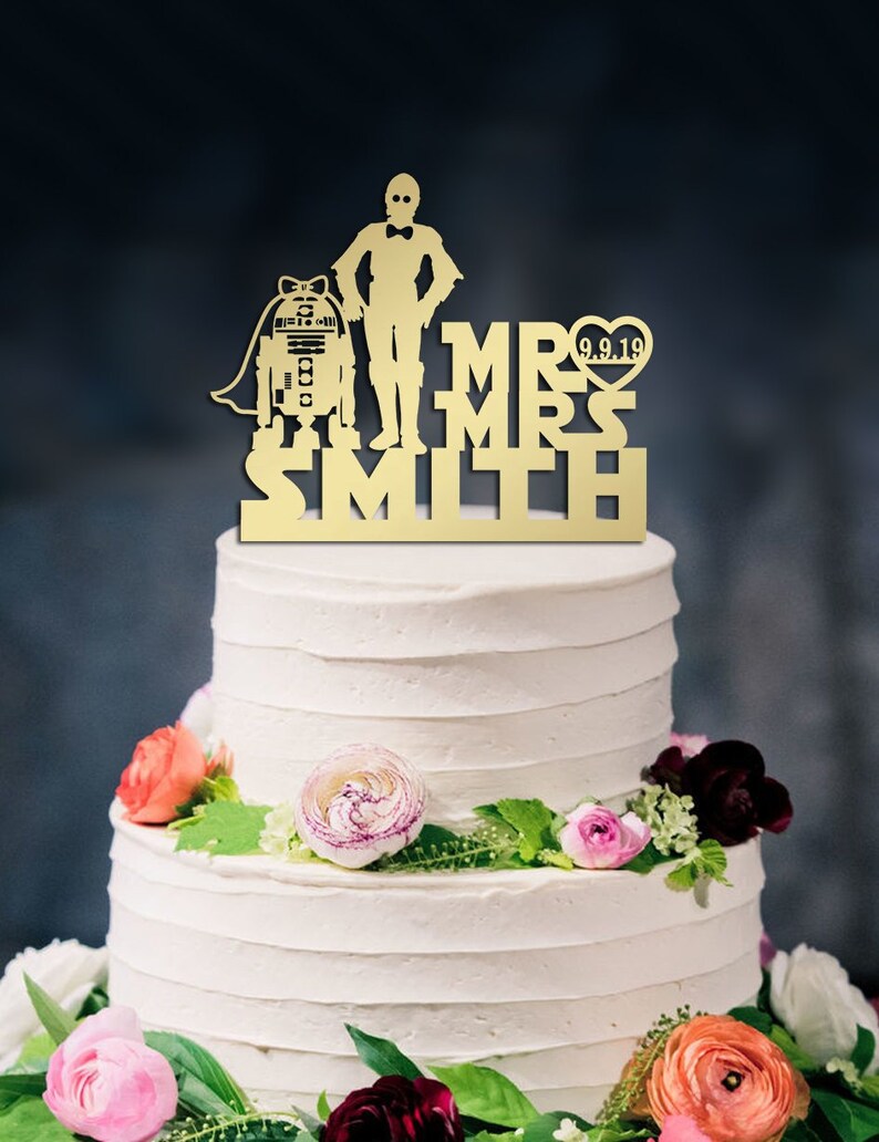 R2D2 and C3PO Cake Topper Star Wars Cake Topper Custom Mr Etsy