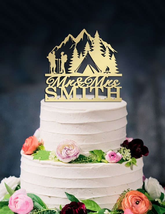 Mountain Cake Topperwedding Cake Topper Custom Mr And Mrs Etsy
