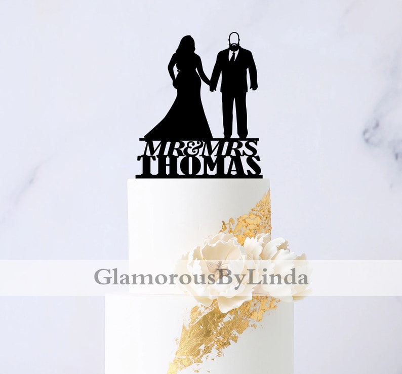 Bald Groom Wedding Cake Topper - Bride and Groom Cake Topper - Bald ...