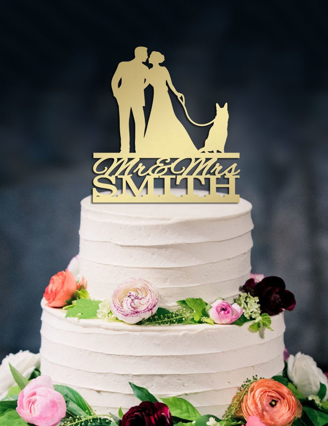 Couple Wedding Cake Topper With Dog - Custom Cake Topper With Pet ...