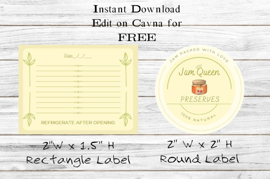 Mason Jar Label Template 2x2 Round Label and 2x1.5 Rectangle Label