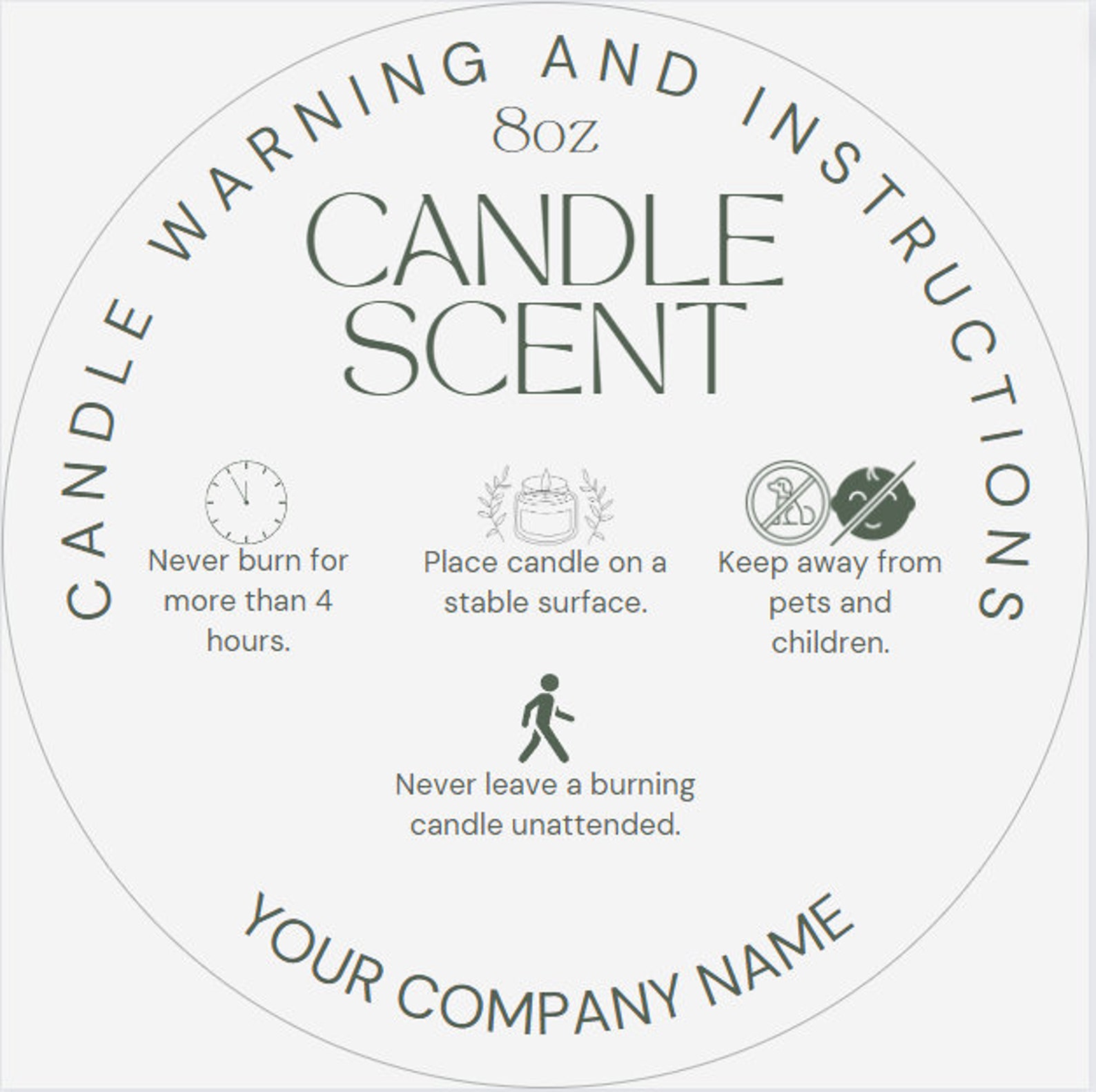 Candle Warning Label Template, Editable Candle Warning Sticker