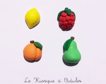 Lot de 4 aimants magnétiques en fimo fruit