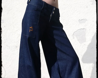 Women&#39;s Blue Oversized Jeans, Low Rise Wide Leg Jeans, Y2K 2000s Wide Leg Jeans, BaZick Teck