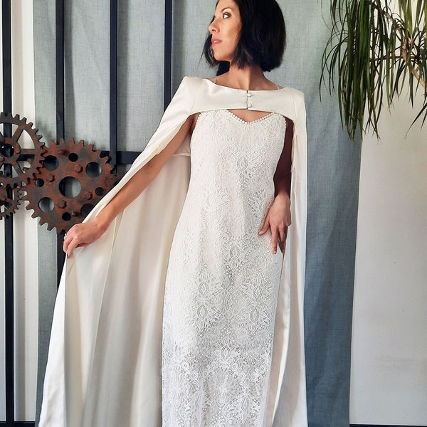 Ivory Silk Wedding Cape main image 0