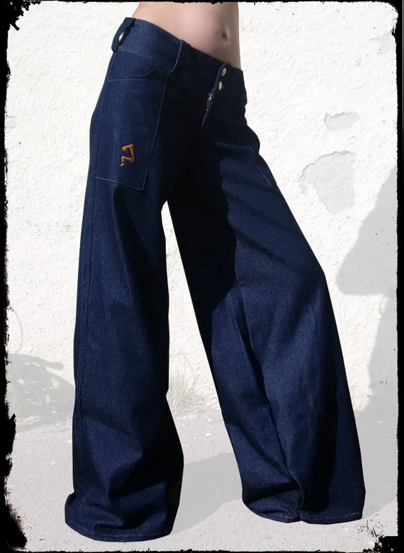 Jeans oversize blu da donna jeans larghi da donna jeans | Etsy Italia