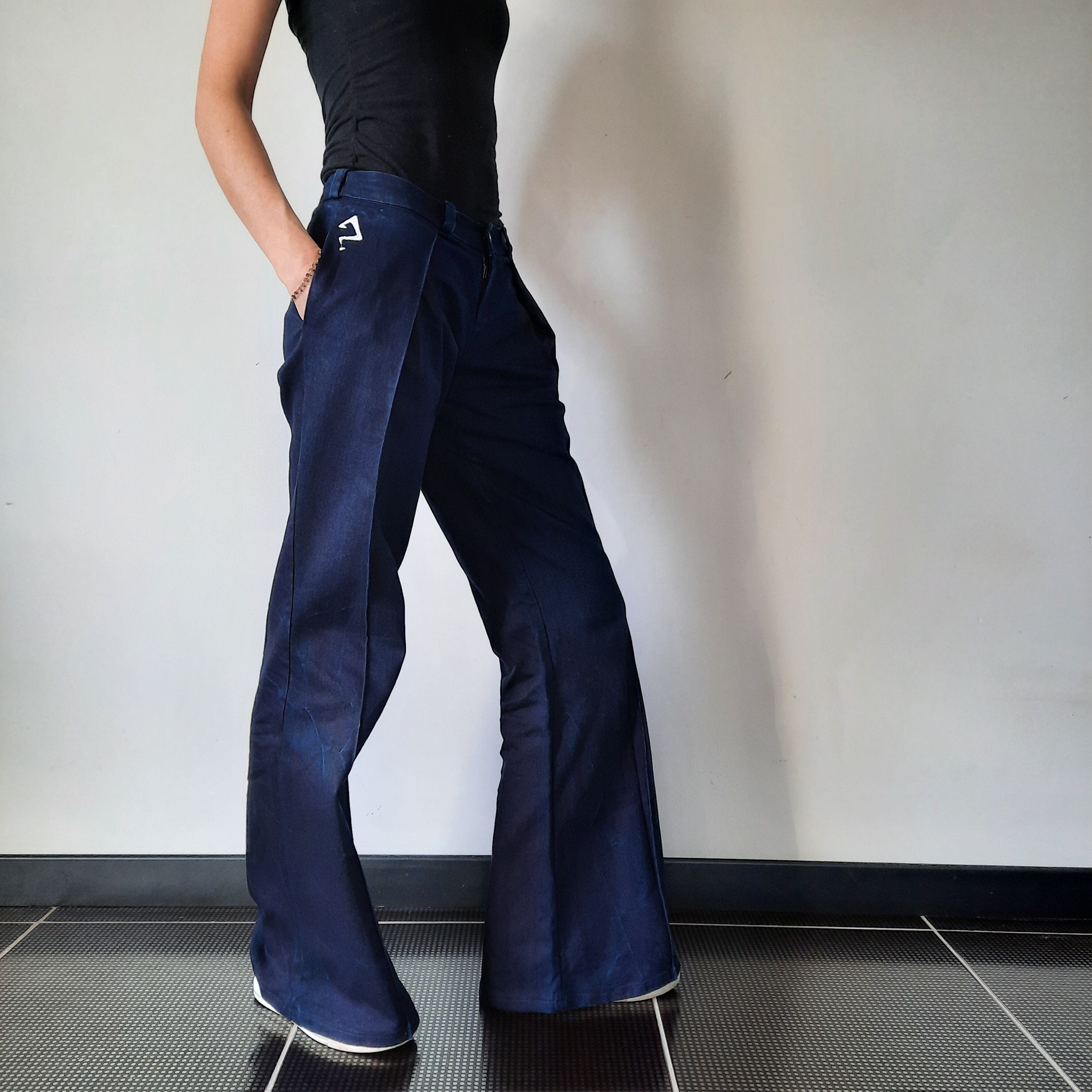 Blue Flare Jeans, Y2K Jeans for Women, Original French Jeans