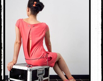Incandescent!: coral Halter dress