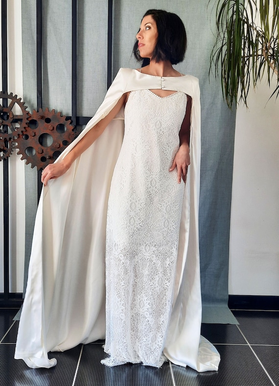 flowy wedding dresses lace Cream color wedding gown | Flowy tulle wedding dress main image 1