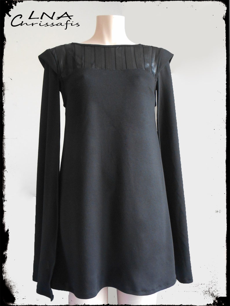 Black cape dress for women, geek dress with shoulder pads, episode 3 image 3