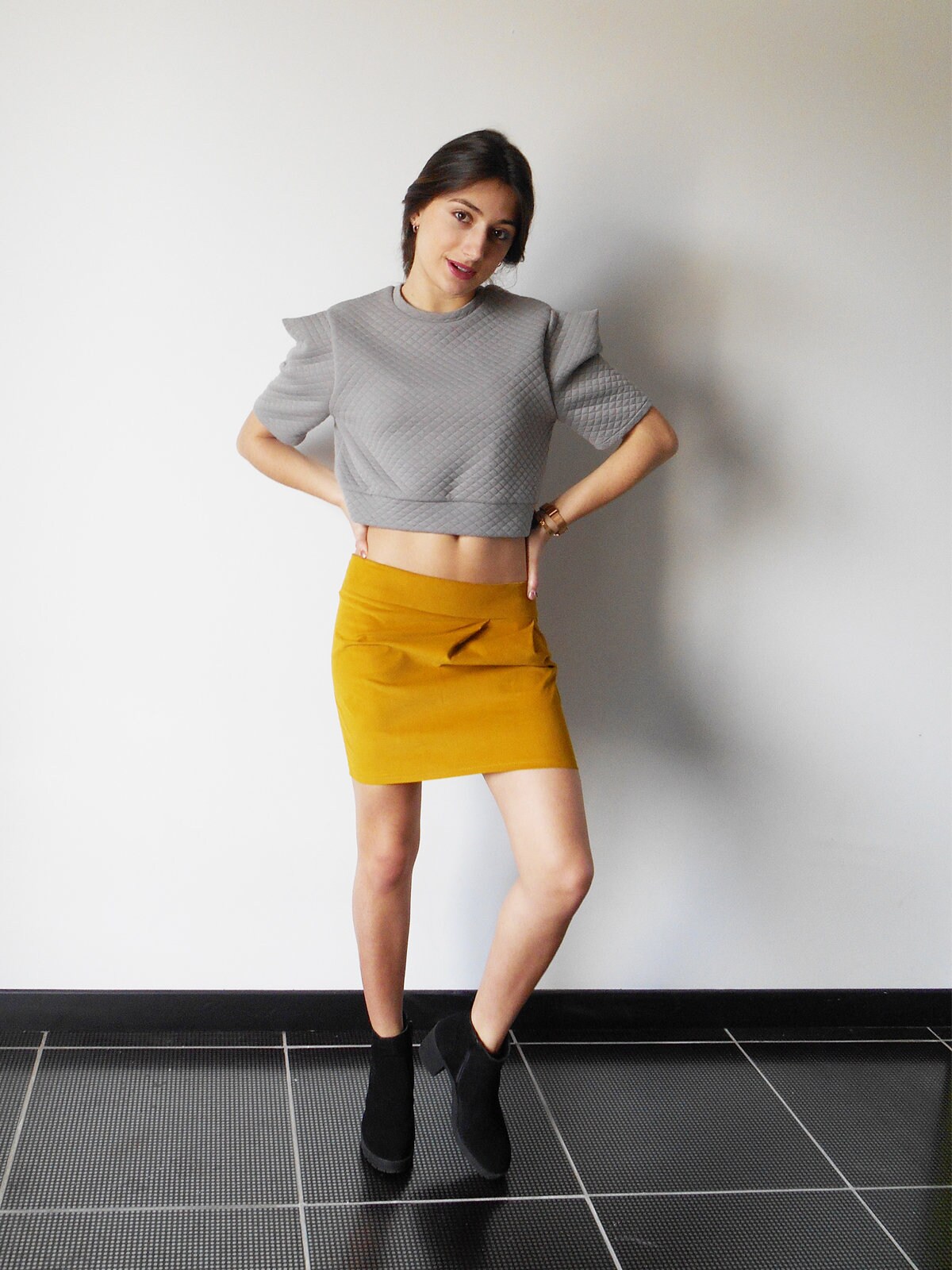 Mustard Yellow Short Velvet Skirt for Women Chick - Etsy UK