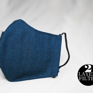 Aegean Blue Suit Fabric Mask: Formal Cotton Face Covering, Made in USA, Gift