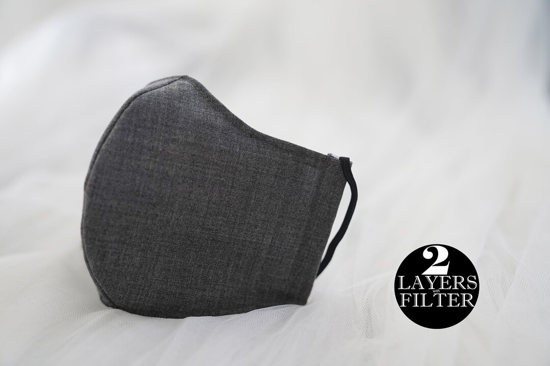 Gray Mask Shadow Gray Wool Blend Face Mask: Formal Suit Fabric, USA Made, Gift - Etsy