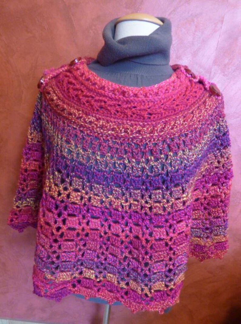 short poncho worked collar, crocheted image 2