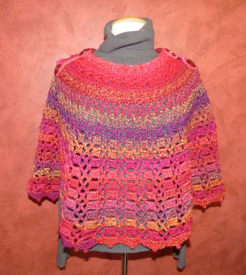 short poncho worked collar, crocheted image 1