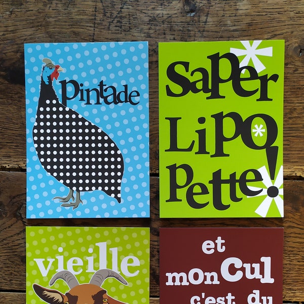 Cartes postales Mots Doux humour compris mais sans enveloppe