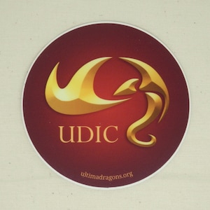 UDIC Ultima Dragons Red & Gold Icon 3" Round Sticker