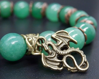 Bronze und Jade Walddrache Bettelarmband oder Fußkette