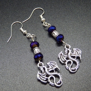 Purple Stone of Honor Dragon Drop Earrings