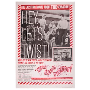 Original, vintage 1961 US movie poster, &#39;Hey, Let&#39;s Twist!&#39;, Rock &#39;n Roll, linen backed,