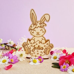 uovo di coniglietto/decorazione in legno personalizzata/la mia prima festa di Pasqua/regalo per neonati/cestino per la caccia alle uova/segnaposto