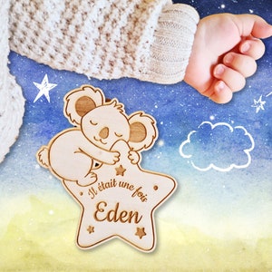 Personalized wooden birth card/welcome baby koala star birth souvenir/baby milestone cards/birth announcement/baby name announcement
