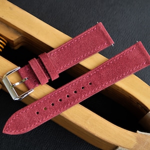 Suede Watch Band, Burgundy Watch Band, Vintage Watch Band, Custom Watch Band, Handmade Watch Band, 26mm 24mm 23mm 22mm 21mm 20mm 19mm 18mm