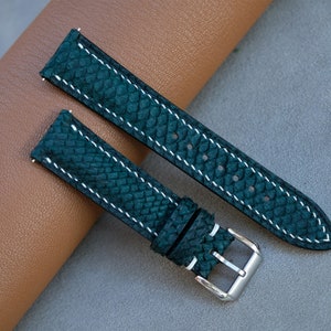 Salmon Watch Strap, Dark Green Watch Strap, Custom Watch Strap, 26mm 25mm 24mm 23mm 22mm 21mm 20mm 19mm 18mm 17mm 16mm 14mm